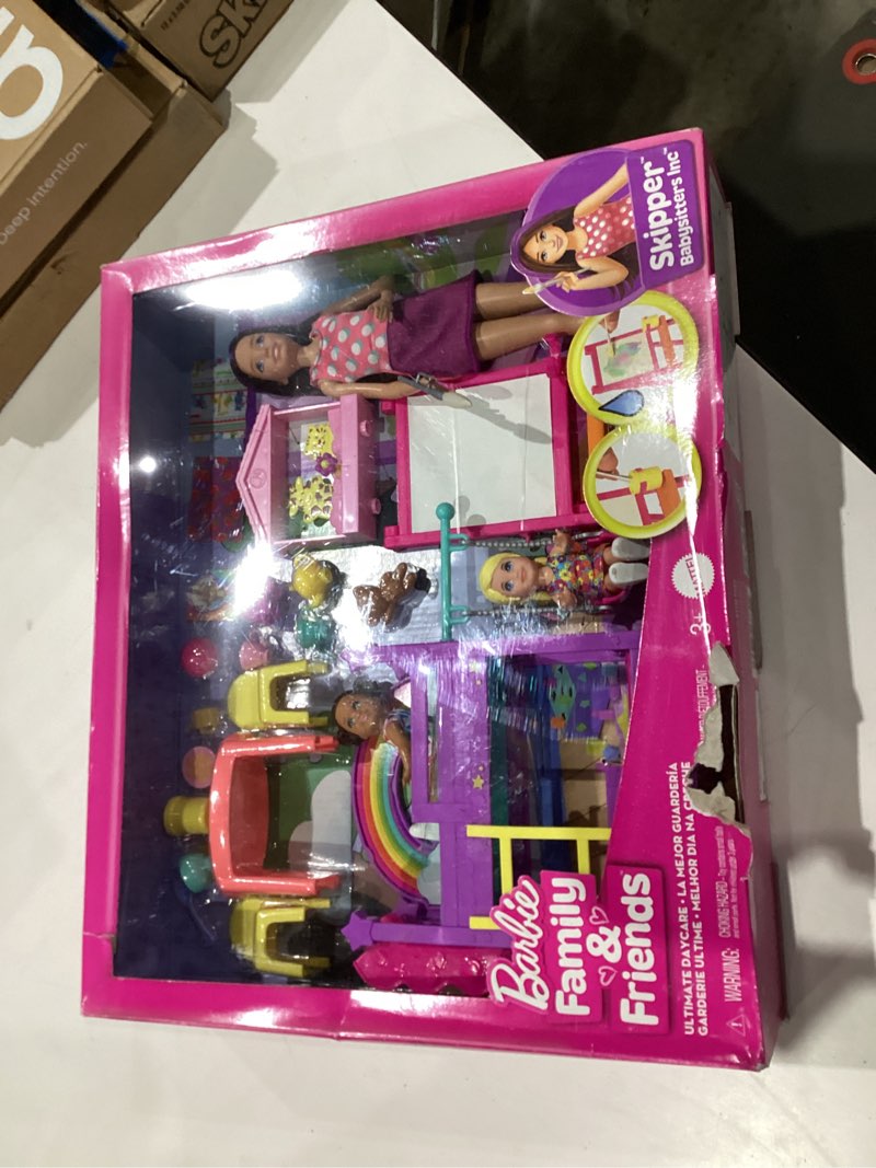 Condition photo showing New/Like New for Barbie Skipper First Jobs Daycare Playset, 3 Dolls, Furniture & 15+ Accessories, Includes Bunkbeds & Color-Change Easel