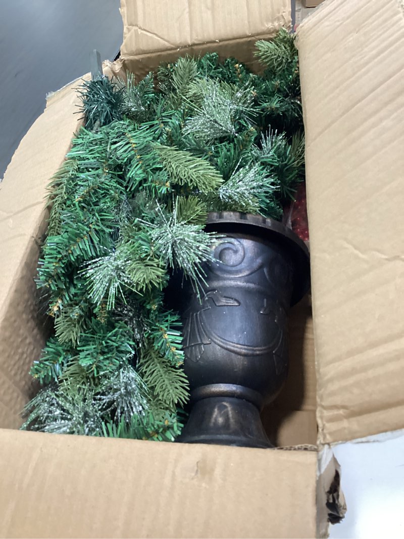 Condition photo showing Good Condition for 4FT Artificial Potted Christmas Tree with Lights, Pre-lit Mini Christmas Tree with 50 LED Lights, Small Fake Spruce Tree with 140 Branch Tips, Pine Cones&Red Berries, Battery Operated Green