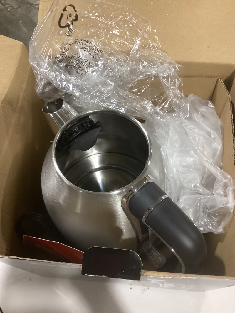 Condition photo showing Good Condition for OVENTE 1.7L Electric Kettle, 1500W Fast Boiling Water Heater for Coffee or Tea with Stainless Steel BPA-Free and Cordless Body, Auto Shut-Off, Boil-Dry Protection and Removable Filter, Silver KS777S Silver Matte 1.8 Quarts