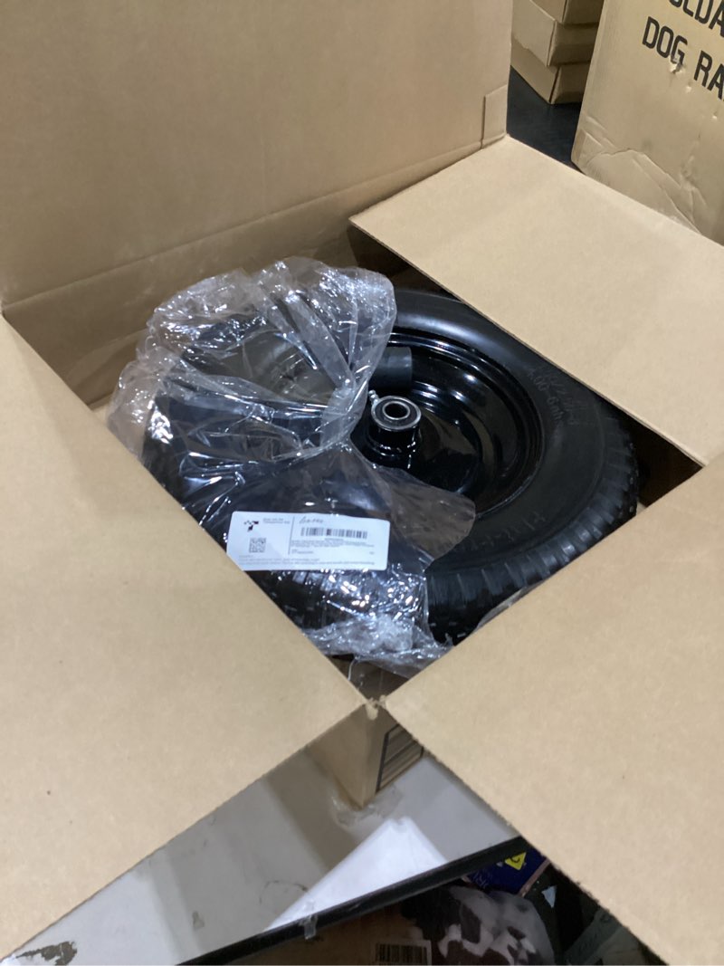 Condition photo showing Good Condition for ar-pro 4.80/4.00-8" flat free tire and wheel - 14.5" solid wheelbarrow tires with 3" -7" centered hub and 5/8" extra 3/4"bearings - universal for 4.80-8 4.00-8 4.00-6 3.50/3.00-8 wheelbarrow wheels 1 14.5"(flat free tire?
