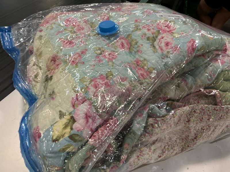 Condition photo showing As Is for yayiday oversized king bedspreads patchwork quilt set (120x118 inch) - 100% cotton reversible breath