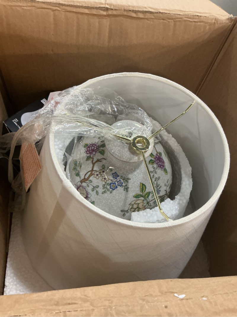 Condition photo showing Good Condition for jonathan y 24" multi-colored/gold french country ceramic floral urn table lamp, white linen shade, chinoiserie ginger jar bedside lamp for living room bedroom, led bulb jyl3009a multicolor