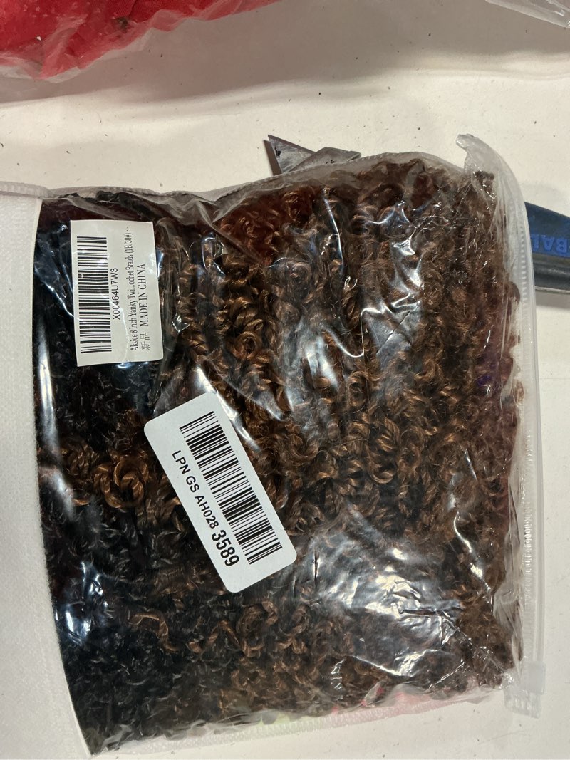 Condition photo showing New/Like New for aksice 8 inch yanky twist crochet hair for black women 8 packs pre-looped yankee twist hair brown spring mini passion twist with curly ends synthetic crochet braids (8 inch, ot30#) 8 inch (pack of 8) ot30