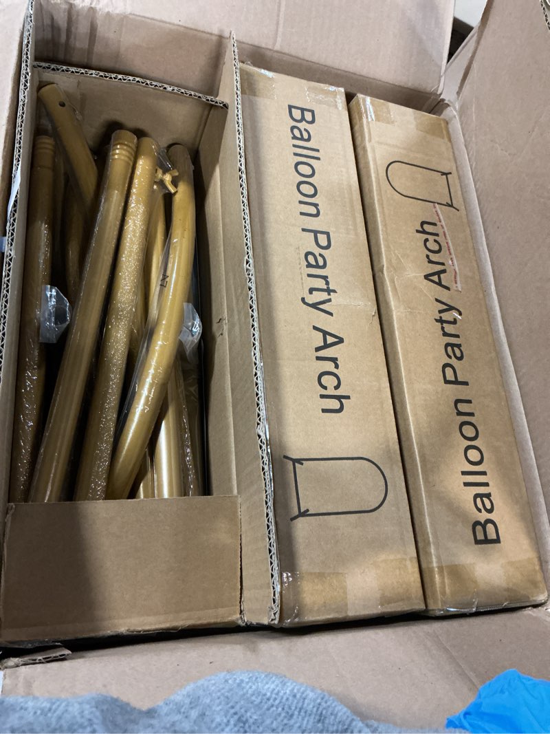 Condition photo showing New/Like New for Metal Arch Backdrop Stand, Set of 3 (6/6.6/7.2 ft) Wedding Arched Frame with 12 Ground Nails, Stable Arched Background Stand for Wedding, Baby Shower, Birthday Party, Photography, Gold