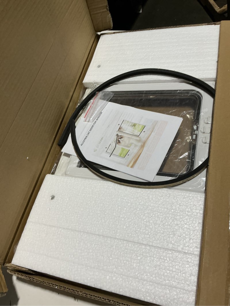 Condition photo showing Good Condition for aluminum cat door for window, adjustable full-size 23-28 inch window pet door, no-tool installation, controllable flap with 4 locking modes, weatherproof & secure insert for cats 23-28inch