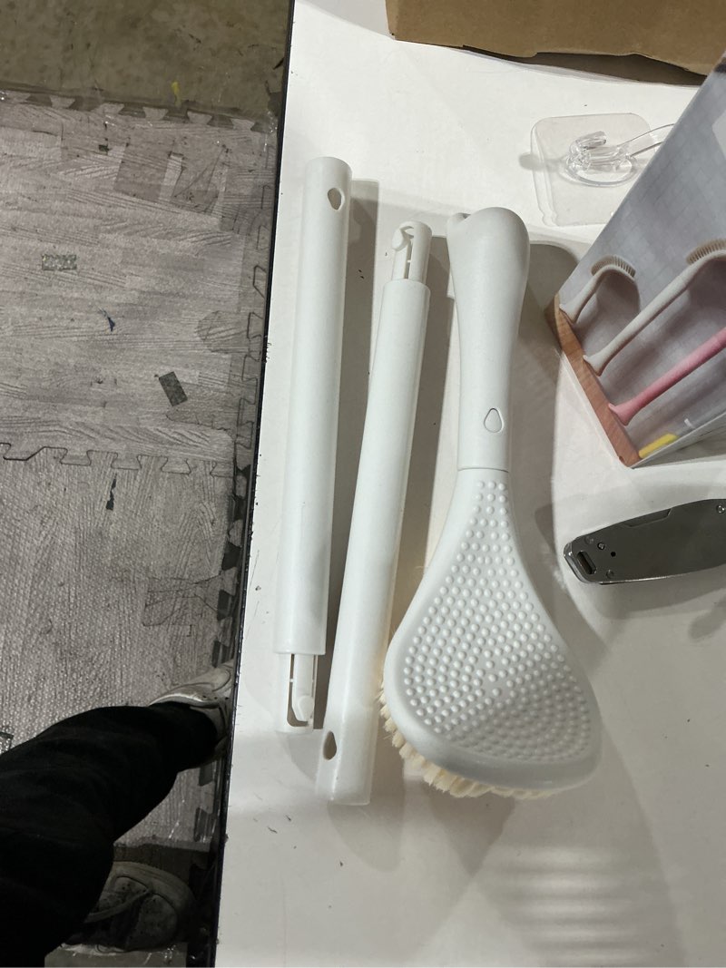Condition photo showing Good Condition for new foot brush with adjustable long handle, 3-in-1 foot scrubber for wet or dry brushing, 10.2’’- 27.5’’ foot scrub brush for senior, pregnant, disabled, or injured, gift-box packed(white)