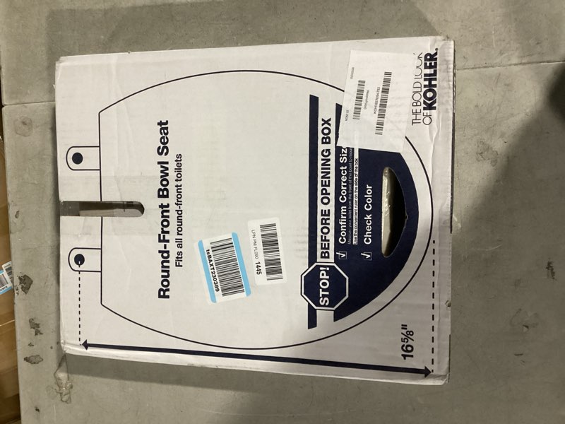 Condition photo showing Good Condition for kohler 20111-96 brevia, slow close toilet seat, round toilet seat, grip-tight bumpers quick-attach hardware, biscuit biscuit round quiet-close