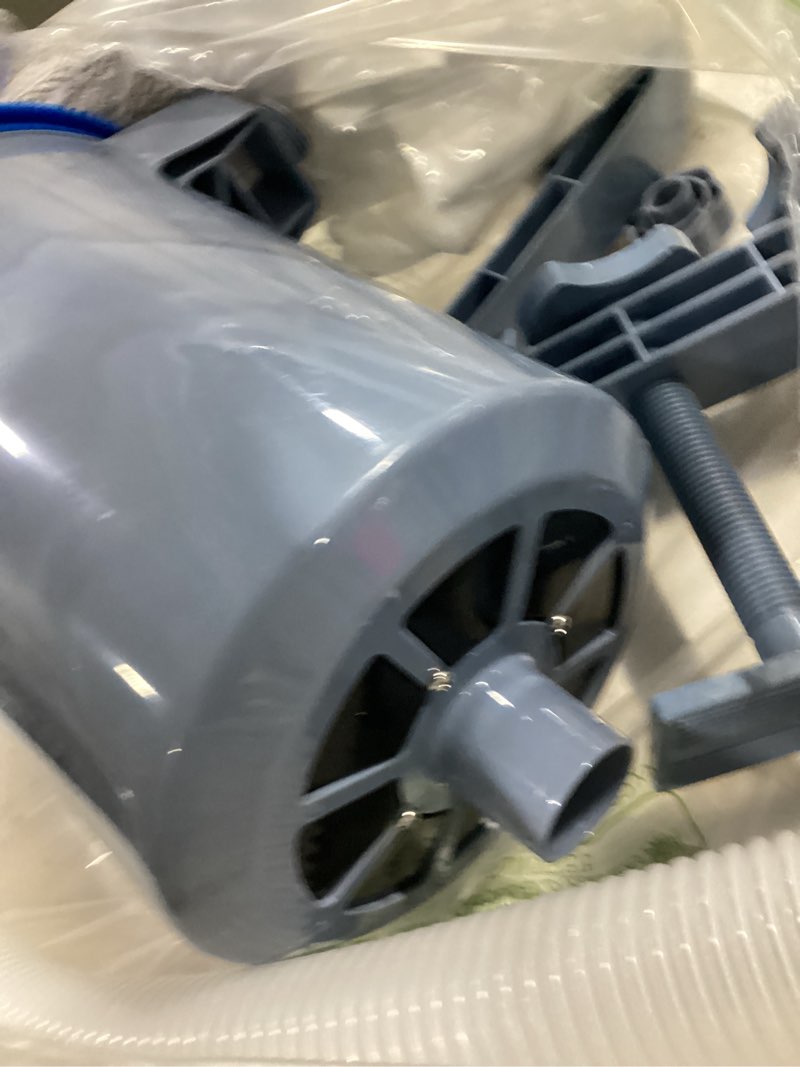 Condition photo showing As Is for deeprclean upgrade above ground pool skimmer comes with 3 socks, anti-tilt wall mount surface skimmer, removable skimmer basket, adjustable height bracket, auto skimming pool surface leaves - blue