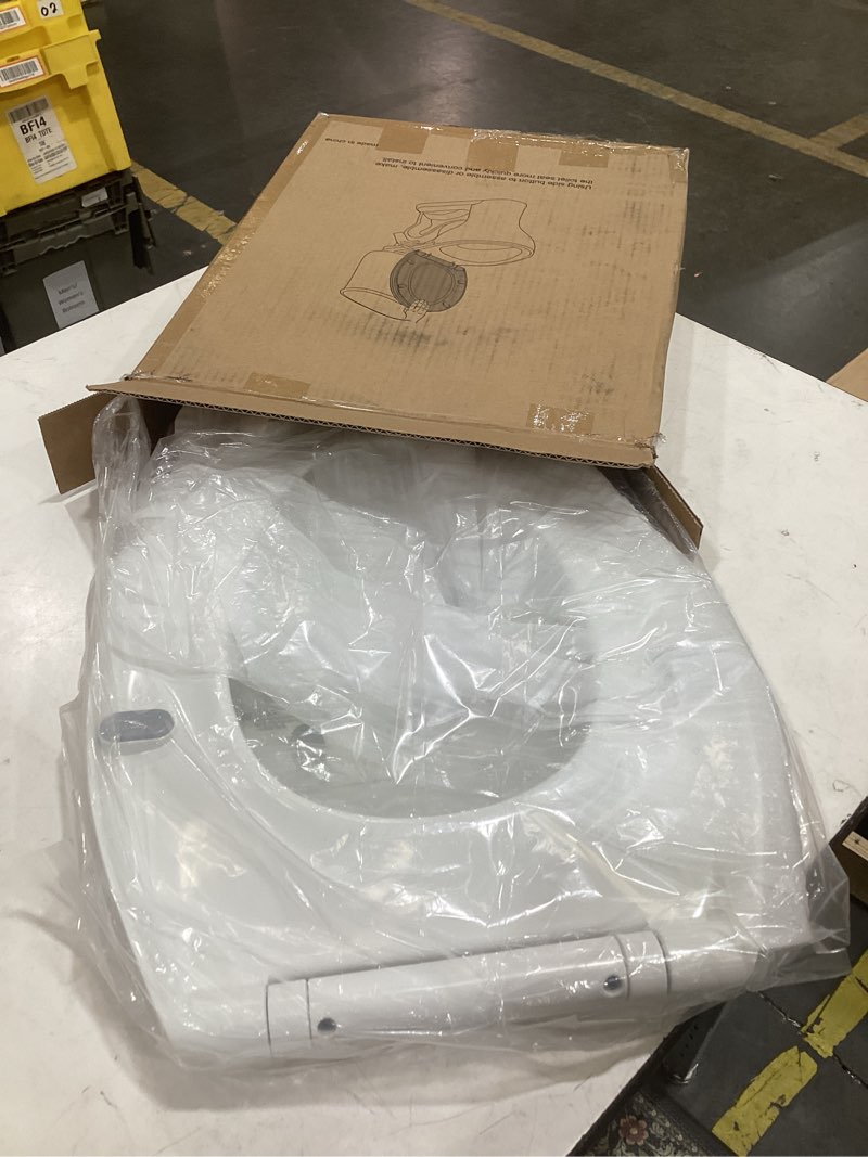 Condition photo showing Good Condition for universal toilet seat elongated with soft close cover, oval toilet seat replacement with toilet bolts hinge and bumpers, compatible with kohler, american standard, toto, one-click release, white 18.5" elongated with 1 base