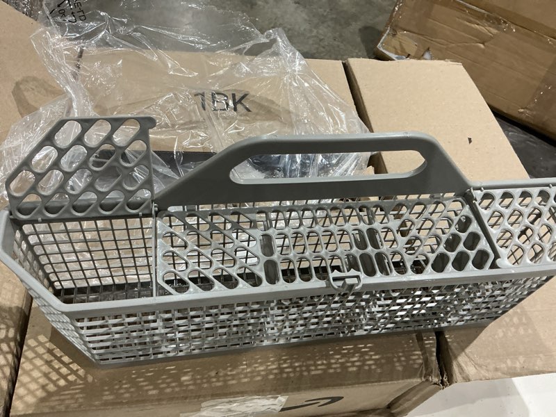 Condition photo showing As Is for universal silverware basket for dishwashers – compatible with ge, whirlpool, kenmore, maytag, frigidaire, kitchenaid, samsung, and lg | replaces part numbers wd28x10127, wd28x10131, wd28x10132