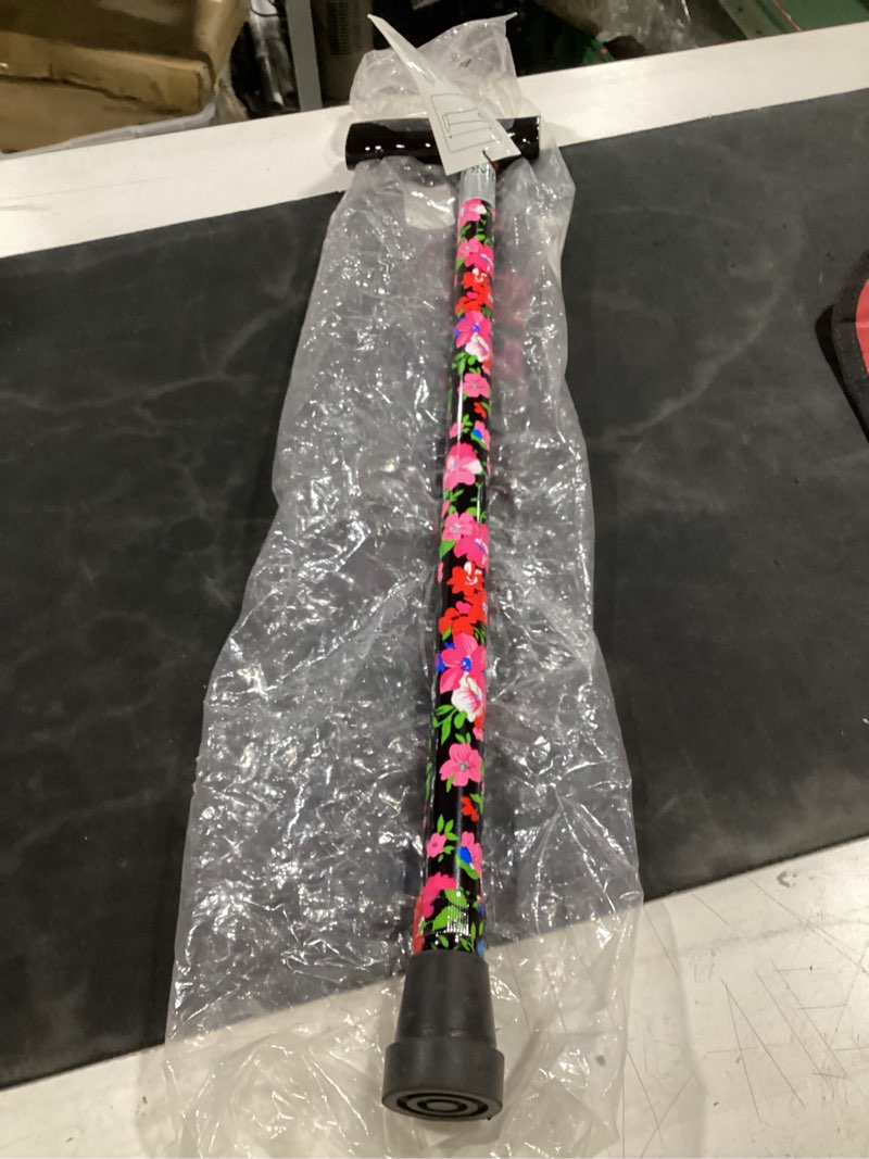 Condition photo showing New/Like New for folding walking cane, adjustable and portable aluminum walking sticks with cute floral pattern for women and men