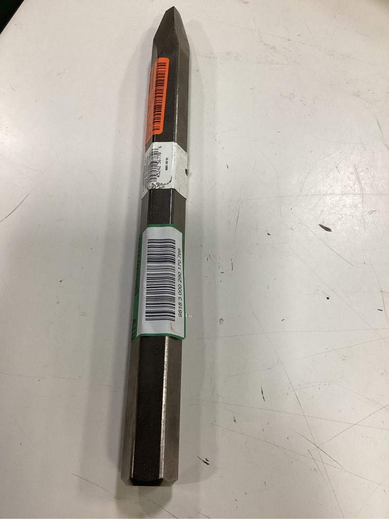 Condition photo showing As Is for 1-1/8 in. x 16 in. steel hex moil point chisel