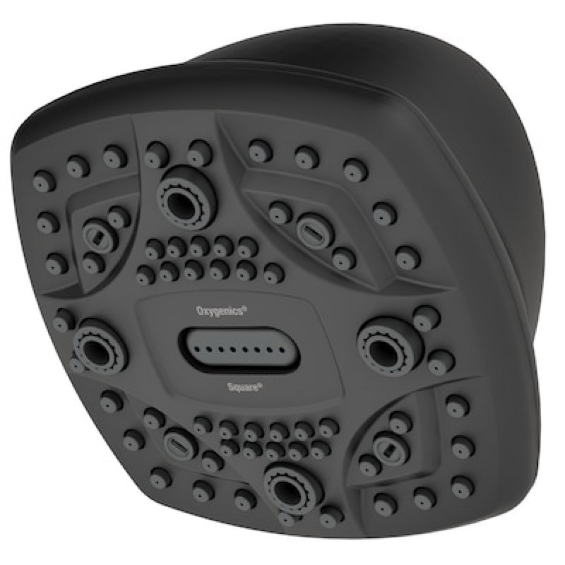 Oxygenics 6.0 -Spray Matte Black 4.5-in Square High Pressure Shower Head 1.8 GPM