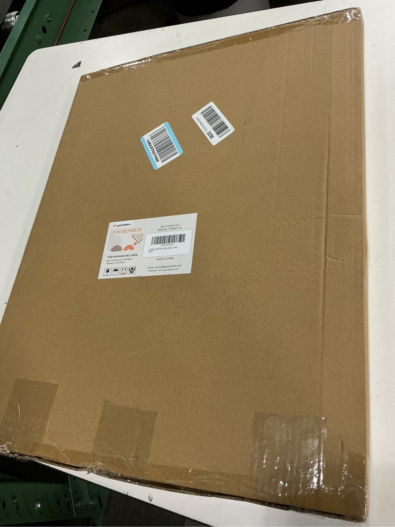 Condition photo showing New/Like New for upsimples 18x24 picture frame, display pictures 16x20 with mat or 18 x 24 without, wall hanging poster frames, black, 1 pack