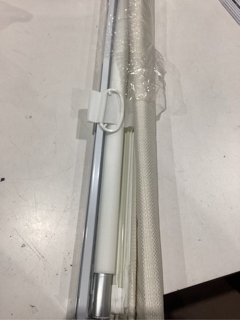 Condition photo showing Good Condition for madison park galen cordless roman shade, 29"w x 64"h, sheen ivory – room darkening, thermal insulated, energy efficient window blind with subtle sheen basketweave fabric for privacy room darkening basketweave sheen ivory 29"w x 64"h