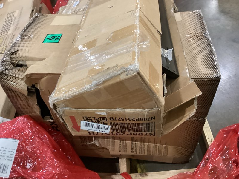 Condition photo showing As Is for Merax Full Size Murphy Bed with Storage Cabinets, Rustic Solid Wood Wall Bed with 3 Cabinet Shelves,