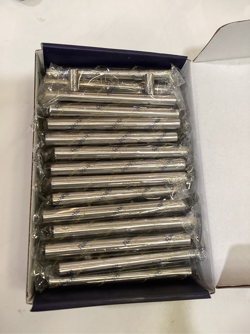 Condition photo showing As Is for ravinte 30 pack 5'' cabinet pulls brushed nickel stainless steel kitchen drawer pulls cabinet handles 3" hole center 30 satin nickel