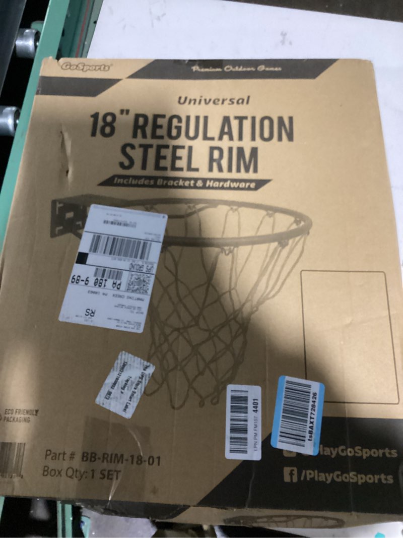 Condition photo showing Good Condition for gosports regulation 18" steel basketball rim - choose from fixed or breakaway - use for replacement or garage mount