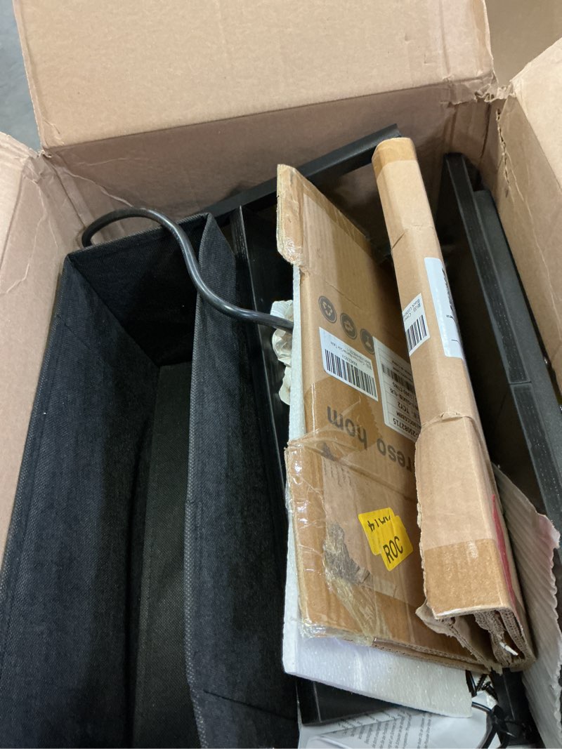 Condition photo showing As Is for creso hom narrow side table with charging station and led light, small end table with 1 fabric drawer, skinny nightstand with usb ports & type-c, slim side table for bedroom, living room, black black-3 tier 7"d x 18.7"w x 24.8"h