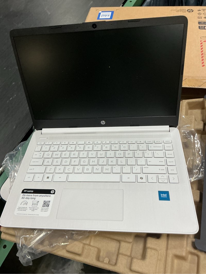 Condition photo showing Good Condition for hp 14-dq3000dx 14" hd laptop, intel celeron n4500, 4gb ddr4 ram, 64gb emmc, intel uhd graphics, windows 11 home, wi-fi 6, snowflake white