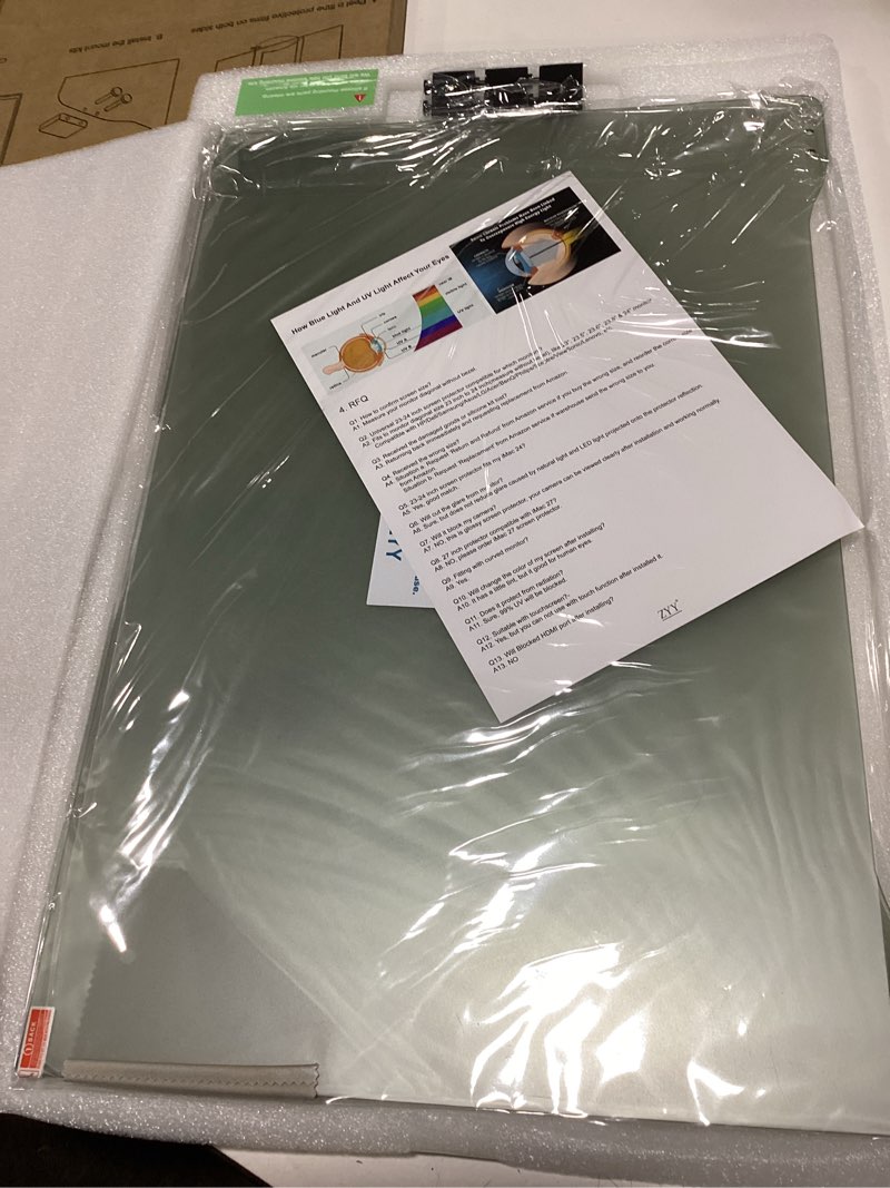 Condition photo showing Good Condition for zyy 20-22 inch anti blue light screen protector for diagonal 20,21.5,22 inch monitor, desktop pc uv blocking filter (19 5/16 x 12 1/2) for eye strain, hanging computer screen blue light blocker 1 pack: 20"-22" diagonal