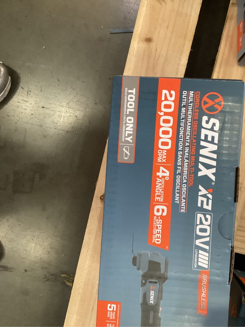 Condition photo showing New/Like New for senix 20 volt max* cordless oscillating multi-tool kit, 20,000 opm, 4°oscillation angle, 6-speed selector, tool-free clamp system & led light,tool only,pox2-m-0
