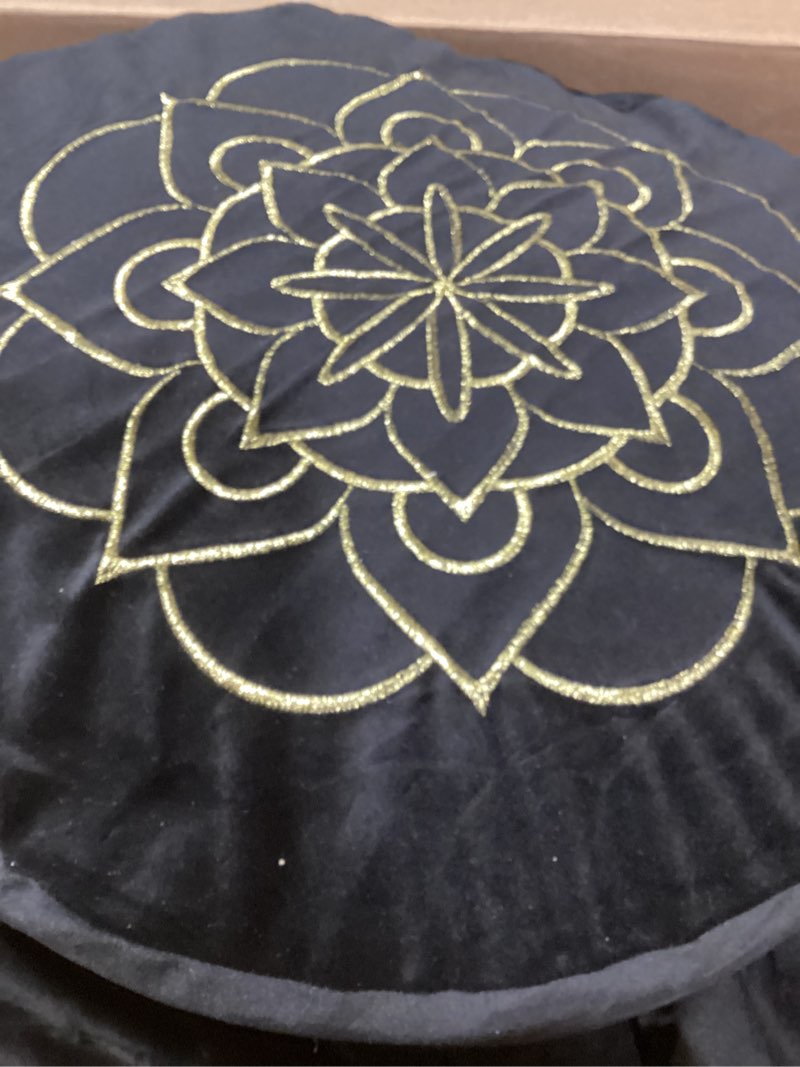 Condition photo showing As Is for hihealer premium meditation cushion - comfortable floor pillow for adult traditional crescent meditation pillow yoga buckwheat bolster (black)