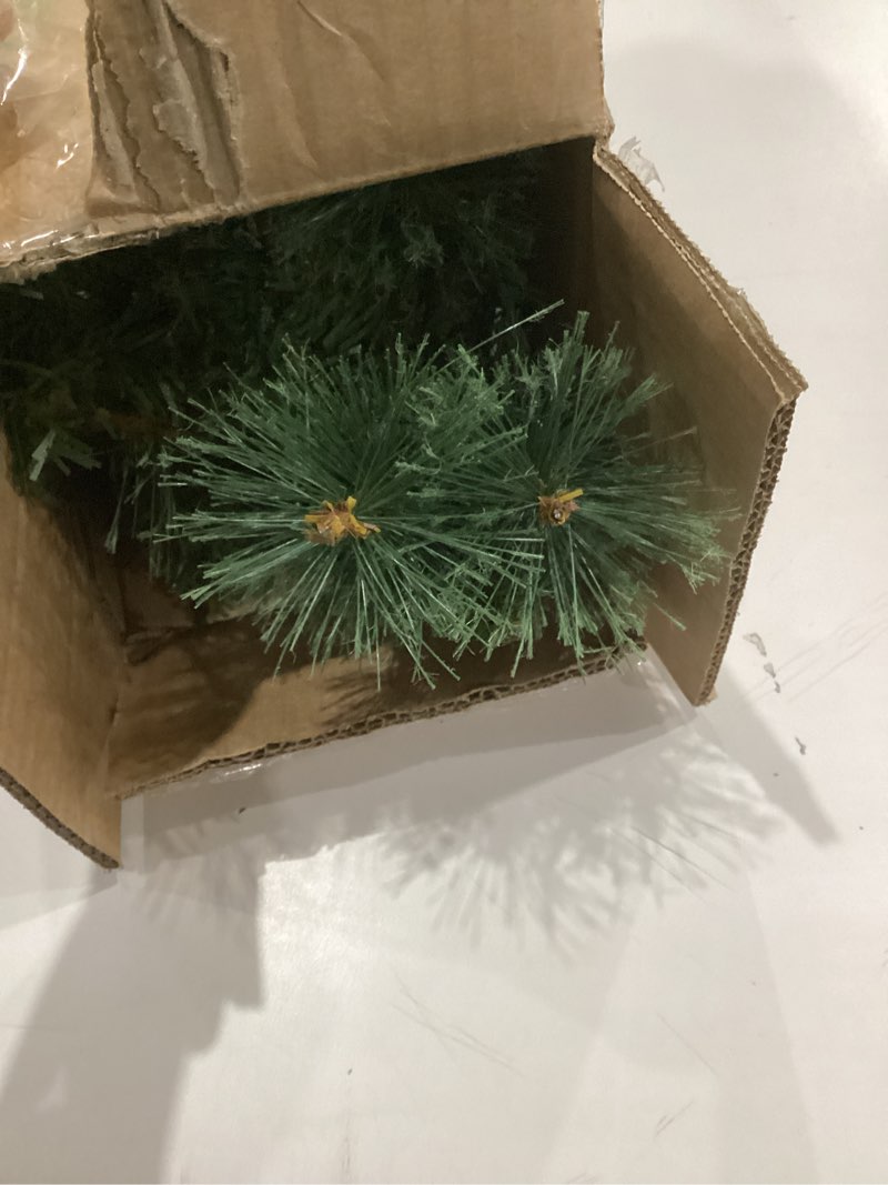 Condition photo showing As Is for Nearly Natural 6-ft White Mountain Pine Artificial Garland with 35 Warm White LED Lights and Pinecones, Includes Battery Box