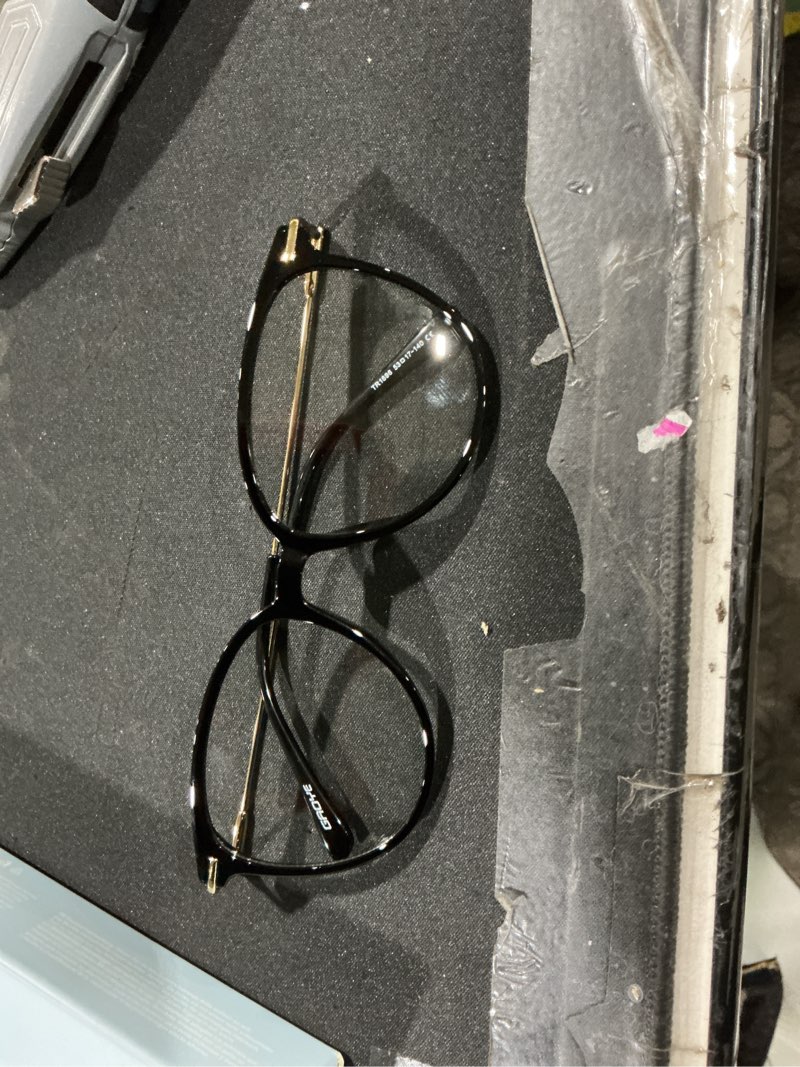 Condition photo showing New/Like New for Gaoye Blue Light Blocking Glasses - Trending Round TR90 Frames, Metal Arms, UV400 Protection - Matching Soft Case *1-light Black Frame/Transparent Lens Clear