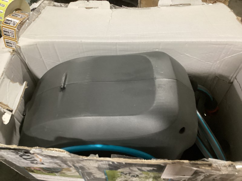 Condition photo showing As Is for GARDENA 18614 | 66' x 1/2" Automatic Retractable Garden Hose Reel on Metal Spike, Outside Garden Hose with 360° swivel. No Holes in your house, Easy Installation, No Tools Required 66 ft