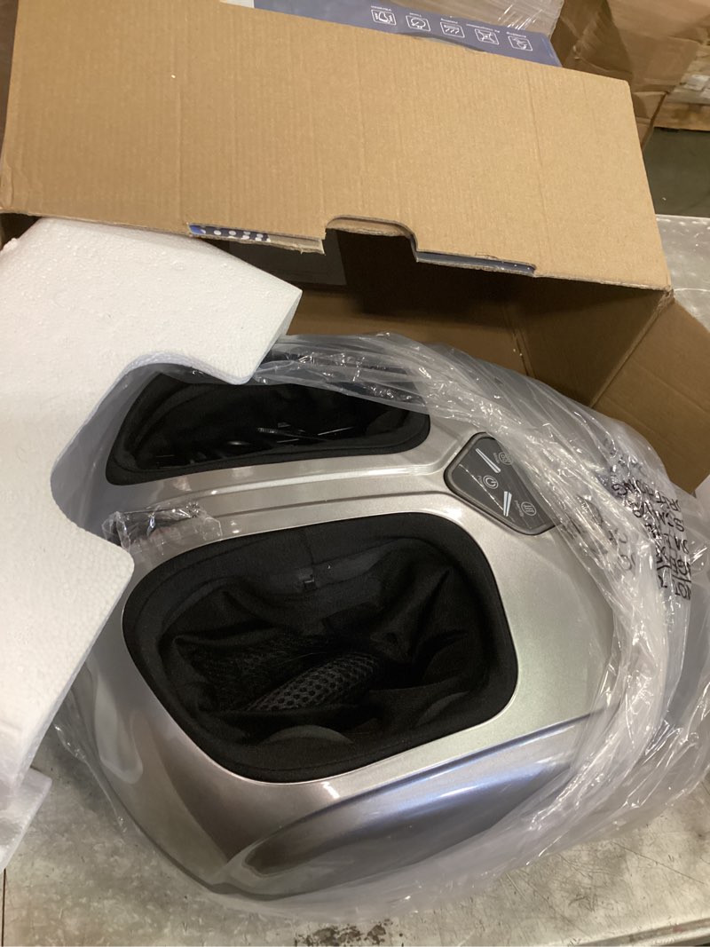 Condition photo showing As Is for shiatsu foot massager with heat,vibration,air compression and deep kneading for plantar fasciitis, neuropathy,improve foot wellness,gifts for women & men?silver?