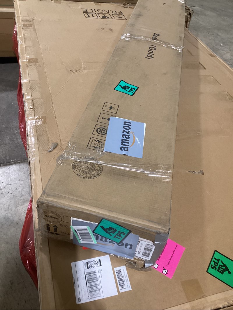 GarveeHome Gold Daybed with Trundle Bed, Twin Size Metal Day Bed with Floral Headboard, Modern Metal