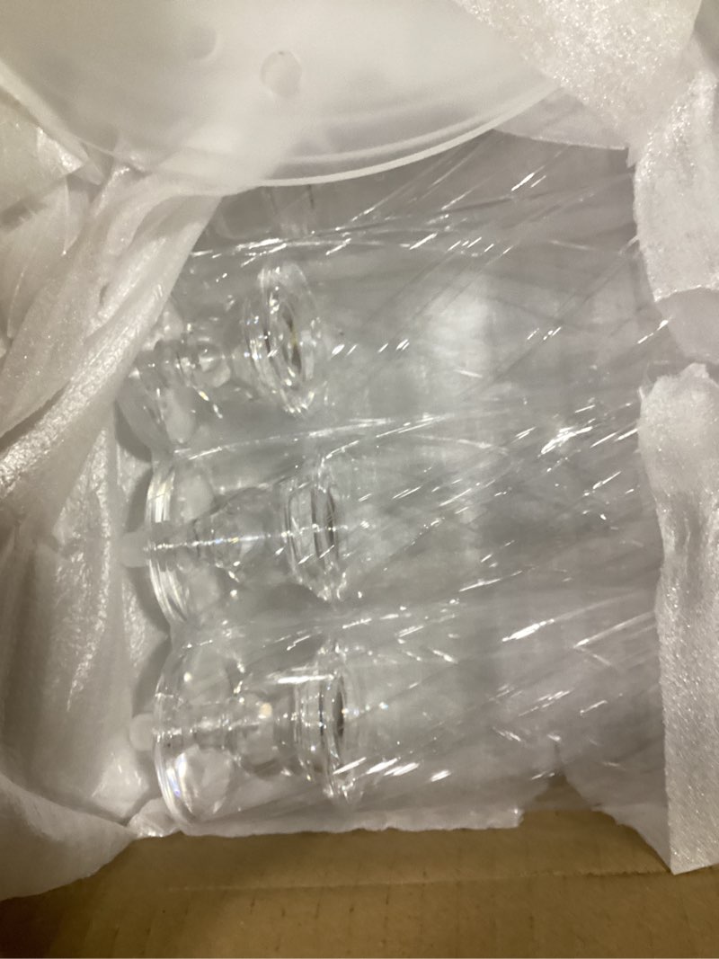 Condition photo showing Good Condition for 4pcs 5 arm acrylic candelabra for table wedding centerpiece,crystal clear candle stick holders candelabra centerpiece stands with removable lampshade for party easter baby shower fit 0.8 led candle 22.6"tall 4