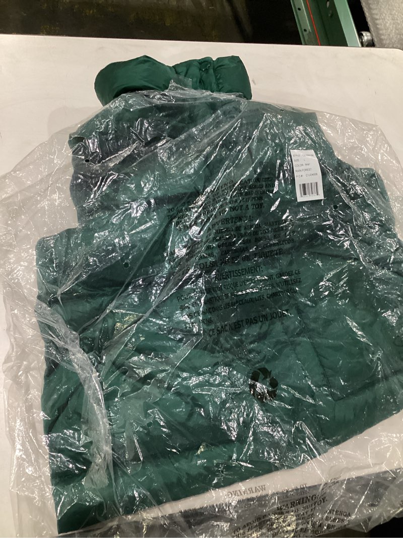 Condition photo showing As Is for Champion womens Satin Quilted Puffer Vest With Stand Collar Large GREEN SIMILAR TO PHOTOS