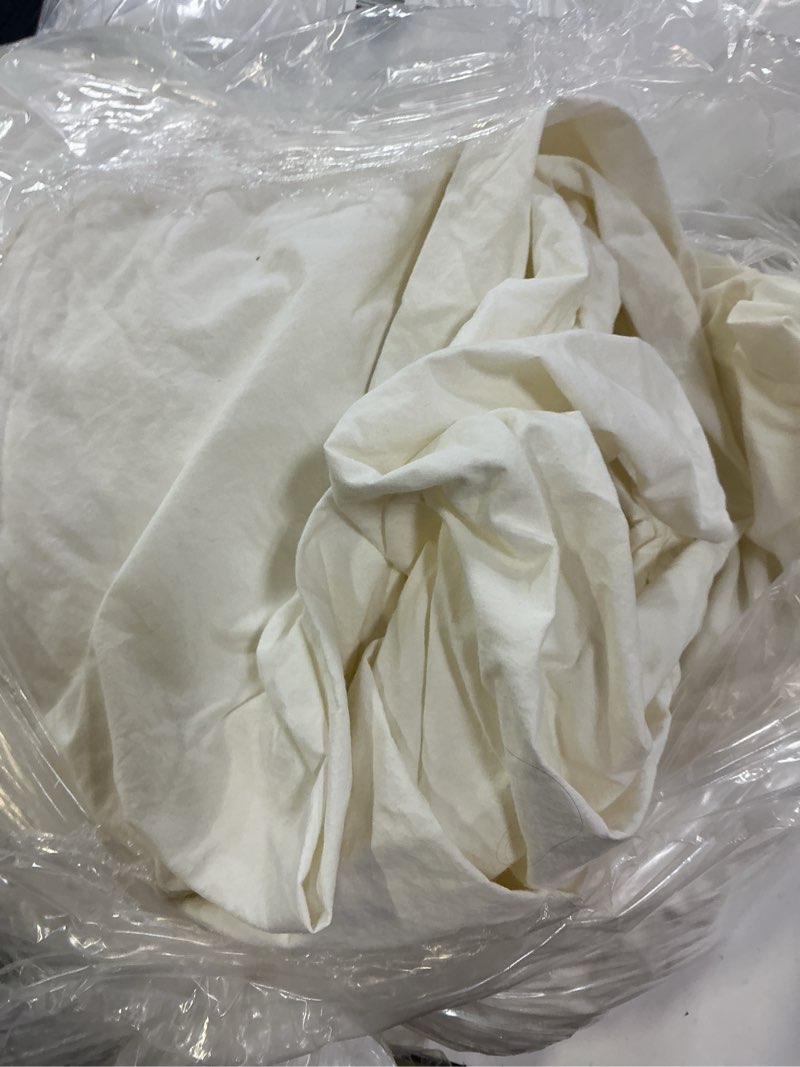 Condition photo showing As Is for organic brushed cotton sheet set, king, ivory