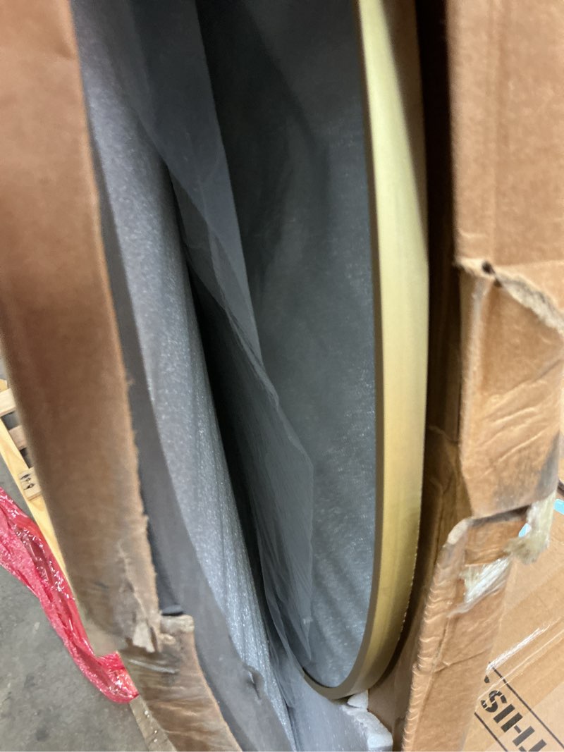 Condition photo showing New/Like New for Oversized Full-Body Mirror, 76" x 34" Arched Full-Length Mirror, Gold Metal Frame, Floor Mirror for Bedroom, Living/Dressing Room, Gym - Stand/Wall Mounted/Leaning Gold 76"L x 34"W