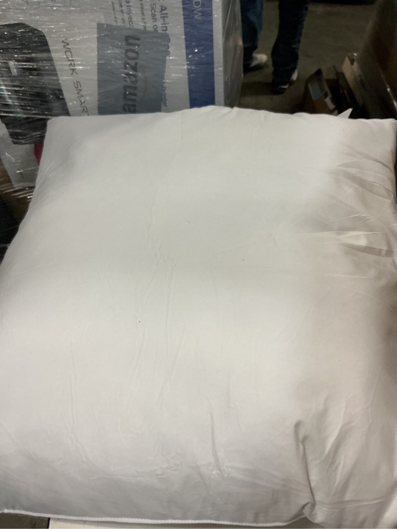 Condition photo showing As Is for Amazon Basics Down Alternative Bed Pillows and Pillow Protector Case 2-Piece Set, 26 in x 20 in, Soft Density, Standard - Pack of 2, White