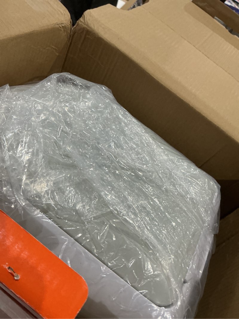 Condition photo showing As Is for diaper genie platinum pail (grey) is made in durable stainless steel and includes 1 easy roll refill with 18 bags that can last up to 5 months.