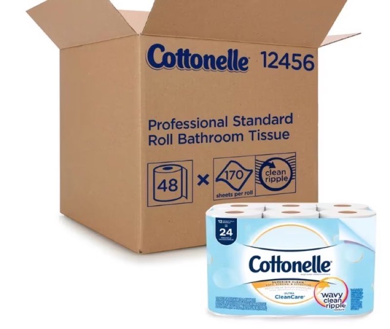 Cottonelle® Toilet Paper & Tissue Roll 3.82X4.0 IN White Core Standard (SRB) Ripple 170 Sheets/Roll 48 Rolls/Case