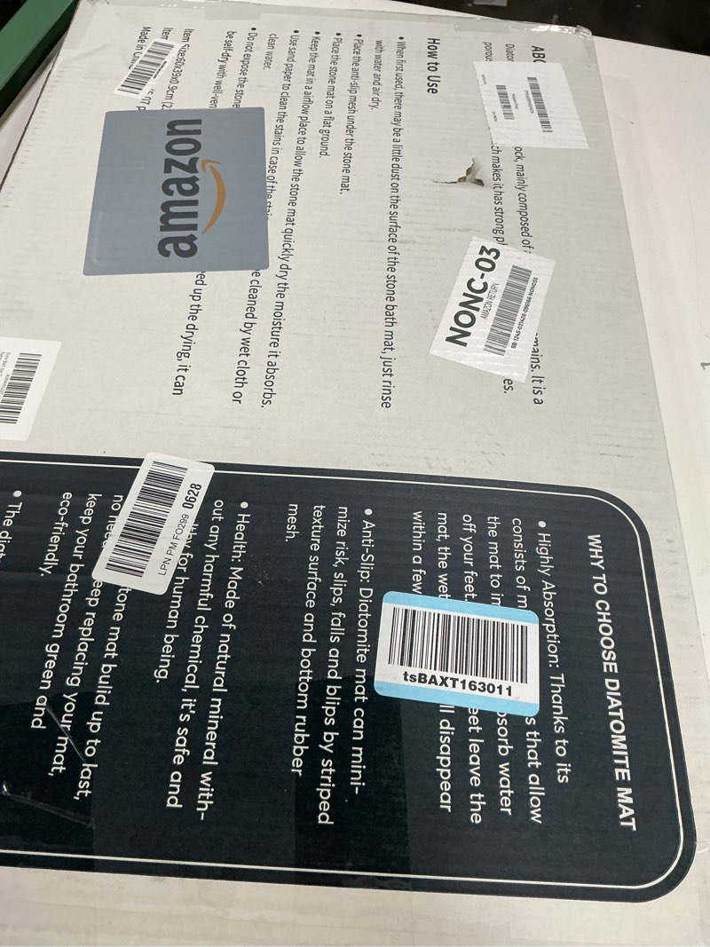 Condition photo showing Good Condition for Stone Bath Mat Diatomaceous Earth Shower Mat Non-Slip Super Absorbent Diatomite Stone Mats for Bathroom Floor/Ktichen Cuonter Quick-Drying Easy to Clean (24''*16''White)