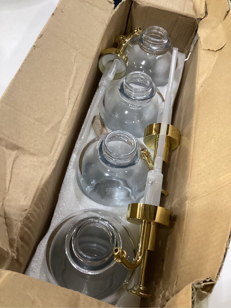 BIGIVACA Coffee Syrup Dispenser 16.9 oz 500 ml - 4 Pack Glass Bottles with Gold Pumps and Labels for