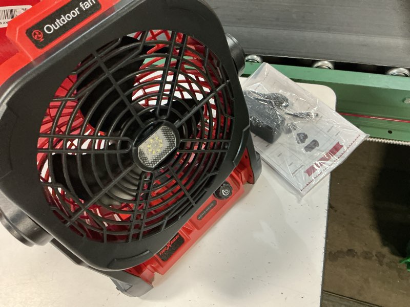 Condition photo showing Good Condition for battery operated fan for milwaukee m18 battery, portable fan with ac adapter & led lights, 4 speeds & hook, cordless/camping/battery powered fan, for outdoor jobsite (battery not included)