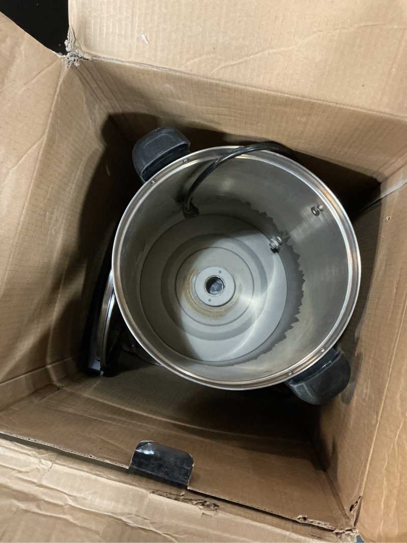 Condition photo showing As Is for waring commercial wcu110 coffee urn, 110 cup capacity, stainless steel , 1500w, 120v, 5-15 phase plug, silver