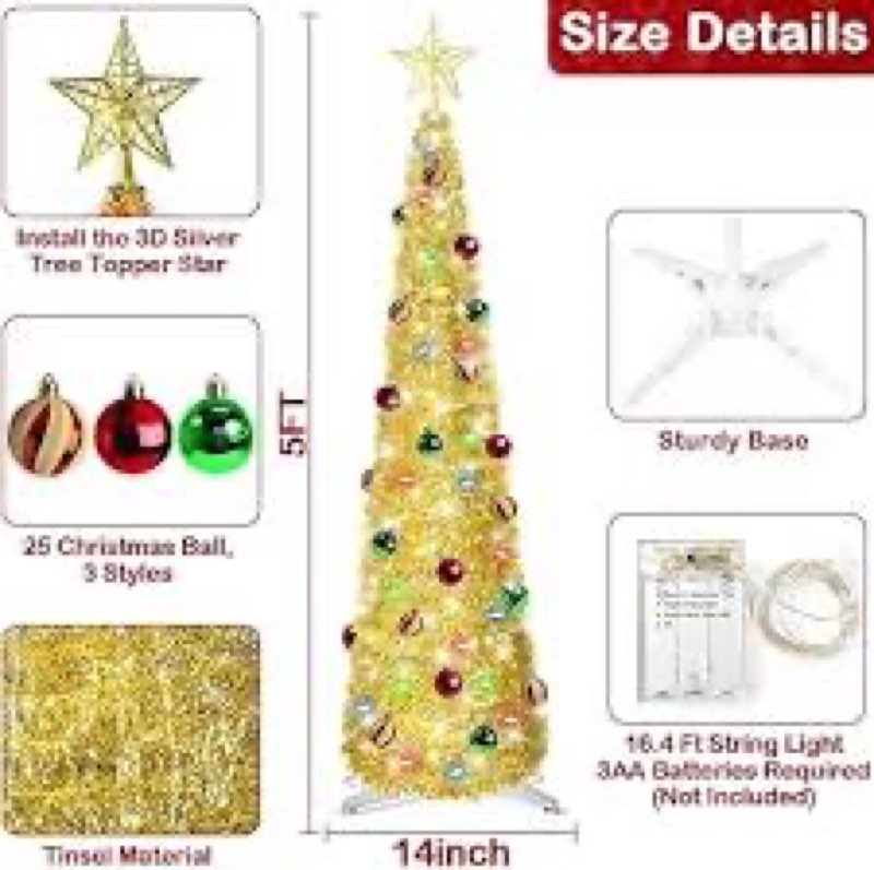 5-ft gold tree with star