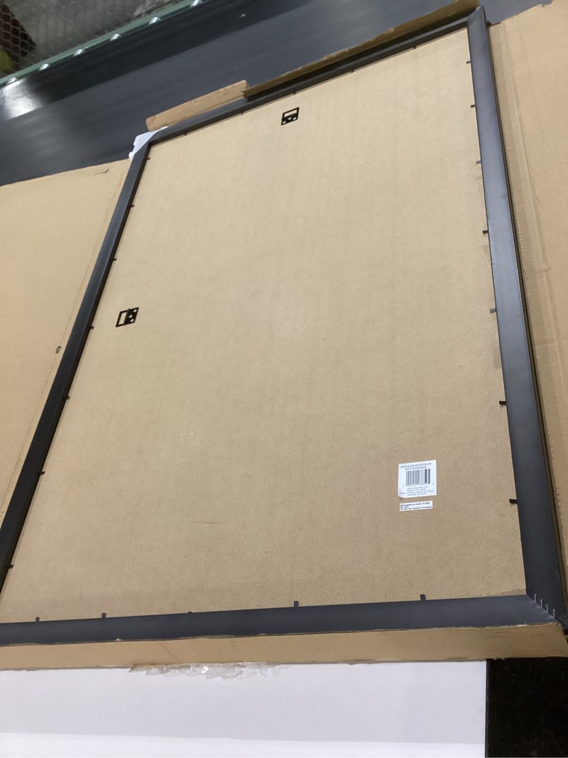 Condition photo showing As Is for upsimples 24x36 poster frame, display pictures 20x30 with mat or 24 x 36 without, wall hanging picture frames, black, 1 pack black 24x36