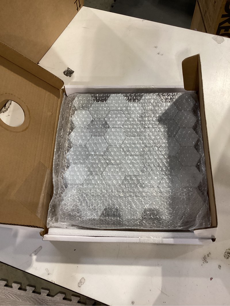 Condition photo showing Good Condition for the tiles plaza 10-sheet peel and stick backsplash, carrara white hexagon stone composite marble looks self adhesive wall tile, stick on tiles for kitchen bathroom shower, cover 9 sq ft. carrara white 11.3" x 11.4"