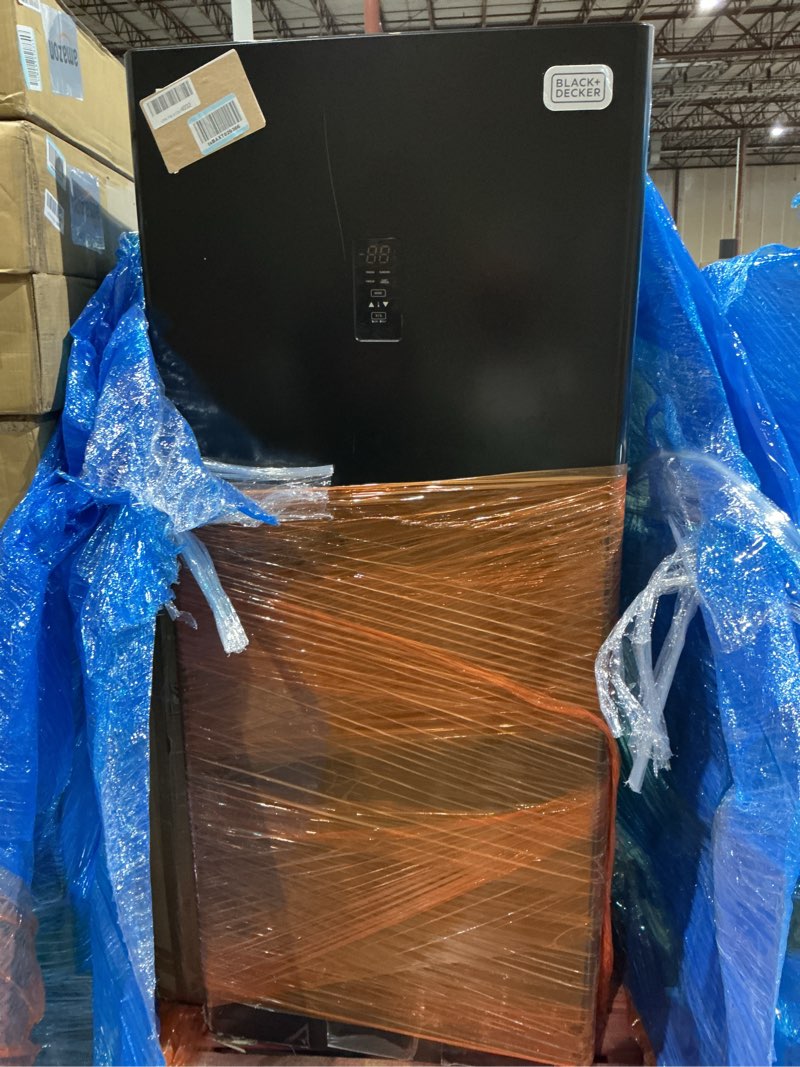 Condition photo showing As Is for black+decker 17 cu. ft. convertible freezer refrigerator, upright freezer with glass shelves, energy star rated, frost free, buc1700xb, black black 17 cu. ft.