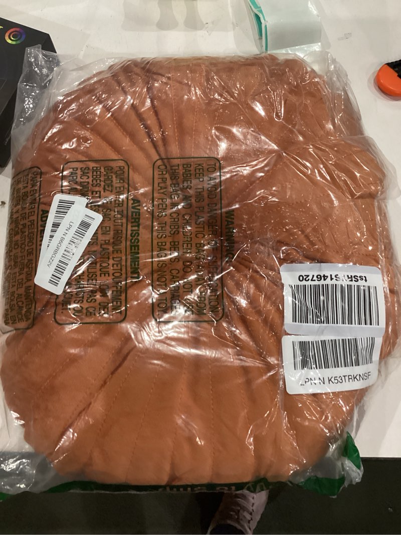 Condition photo showing Good Condition for hlovme round pillow cushion for couch velvet decorative small throw pillow solid color for living room bed floor 13.7”, orange