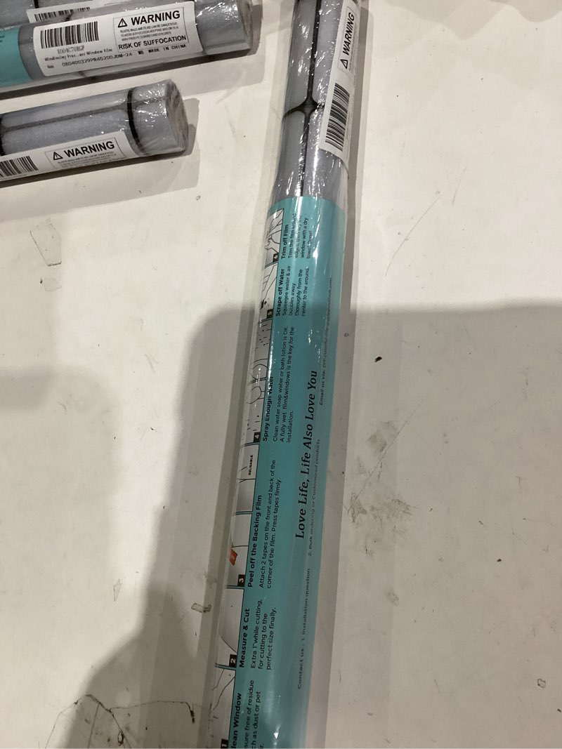 Condition photo showing As Is for Windimiley Window Privacy Film Frosted Glass Static Cling Black Lattice Bathroom Decorative Sticker Heat Control Uv Sun Blocking Opaque Vinyl Non-Adhesive Removable Door Covering, 17.5 x 78.7In, Pure 17.5 Inch x 6.5 Feet Pure