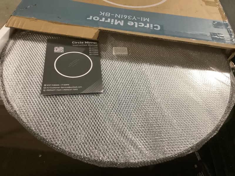 Condition photo showing Good Condition for andy star round wall mirror, black round mirror, round bathroom mirror, matte black circle mirror, 26’’ round mirror antique black stainless steel frame 26'' round black